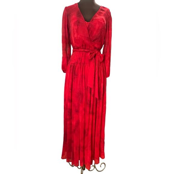Calvin Klein Dresses & Skirts - Calvin Klein Romantic Floral Tie Dye Flowy Belted Boho Sleeved Maxi Dress Size 4